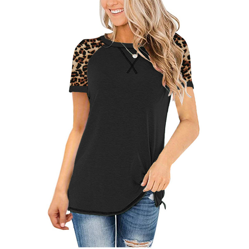 Women Comfy Soft Lightweight Leopard Sleeve Tunic Top Shirt in 8 Colors Size Small to 5XLarge Image 7