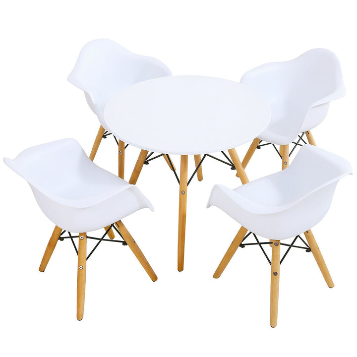5 PC Kids Round Table Chair Set with 4 Arm Chairs White Image 8