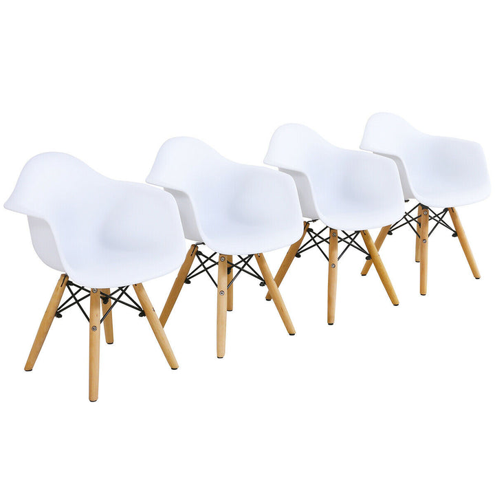 5 PC Kids Round Table Chair Set with 4 Arm Chairs White Image 9