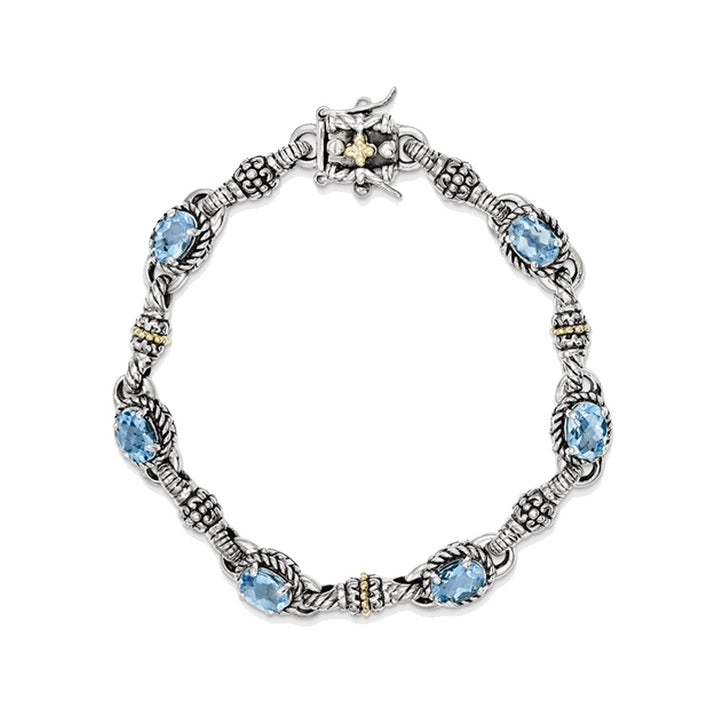 5.7 Carat (ctw) Swiss Blue Topaz Bracelet in Sterling Silver Image 3