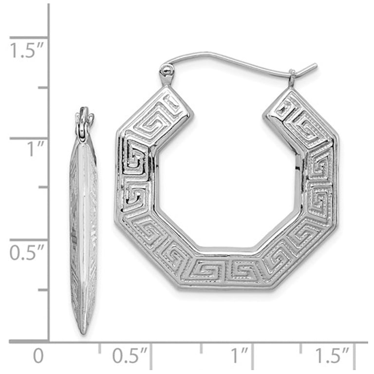 Sterling Silver Greek Key Hoop Earrings Image 2