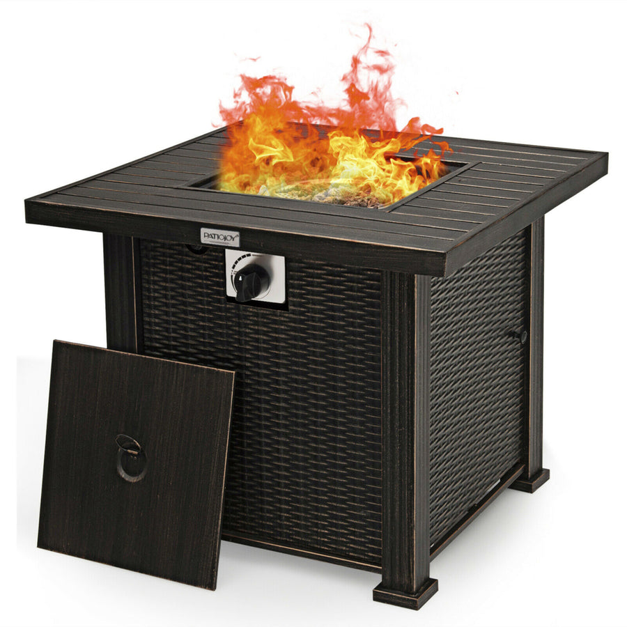 30" Gas Fire Pit Table 50,000 BTU Square Propane Fire Pit Table W/ Cover Image 1
