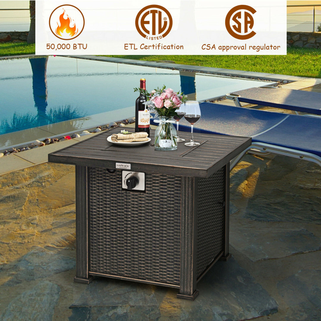 30" Gas Fire Pit Table 50,000 BTU Square Propane Fire Pit Table W/ Cover Image 4