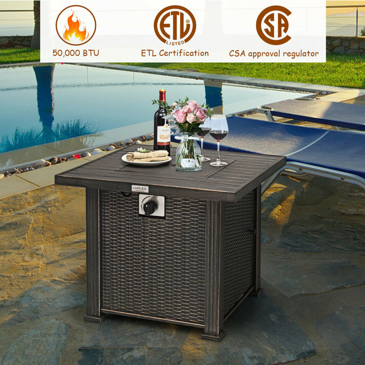 30" Gas Fire Pit Table 50,000 BTU Square Propane Fire Pit Table W/ Cover Image 4