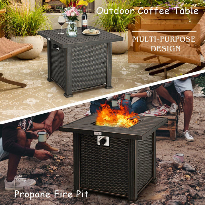 30" Gas Fire Pit Table 50,000 BTU Square Propane Fire Pit Table W/ Cover Image 6