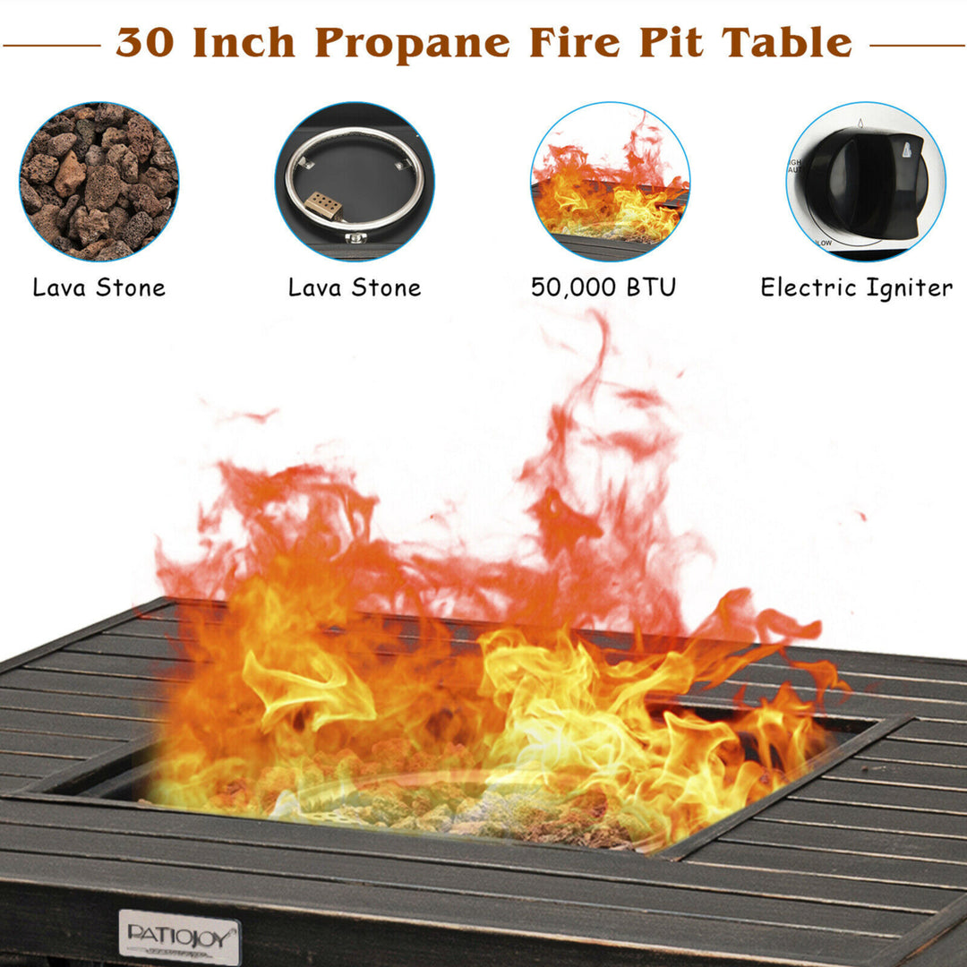 30" Gas Fire Pit Table 50,000 BTU Square Propane Fire Pit Table W/ Cover Image 8