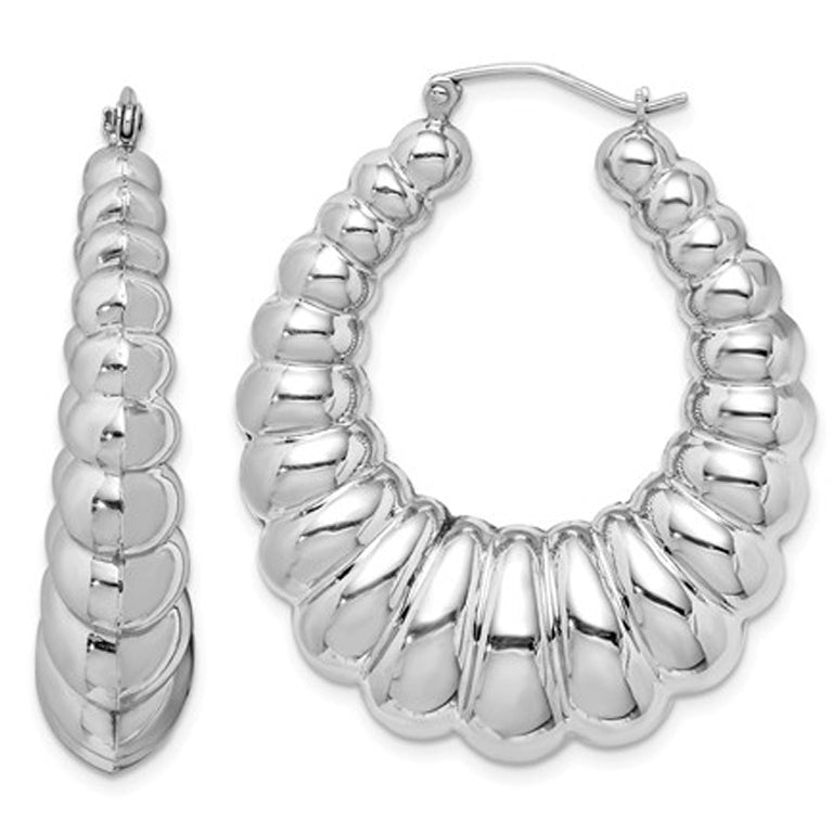 Fancy Hoop Earrings in Sterling Silver Image 1