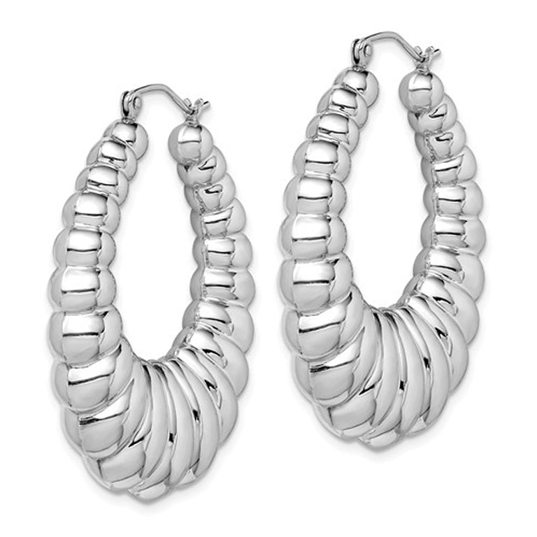 Fancy Hoop Earrings in Sterling Silver Image 3