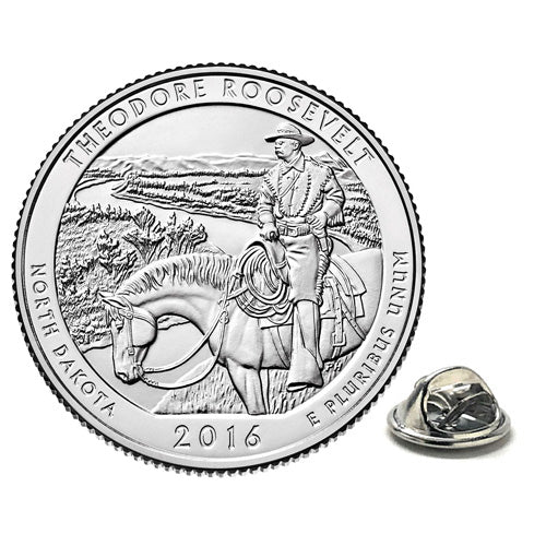 Theodore Roosevelt National Park Coin Lapel Pin Uncirculated U.S. Quarter 2016 Tie Pin Image 1