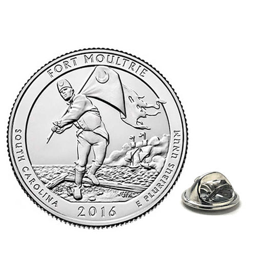 Fort Moultrie at Fort Sumter National Monument Coin Lapel Pin Uncirculated U.S. Quarter 2016 Tie Pin Image 1