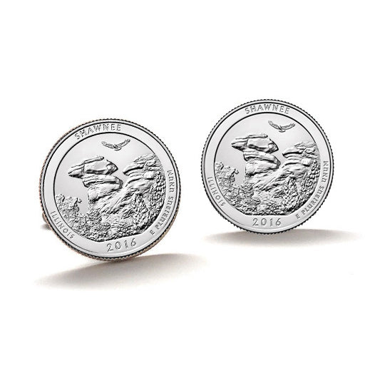 Shawnee National Forest Cufflinks Uncirculated U.S. Quarter 2016 Cuff Links Image 1