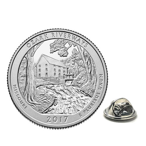Ozark National Scenic Riverways Coin Lapel Pin Uncirculated U.S. Quarter 2017 Tie Pin Image 1