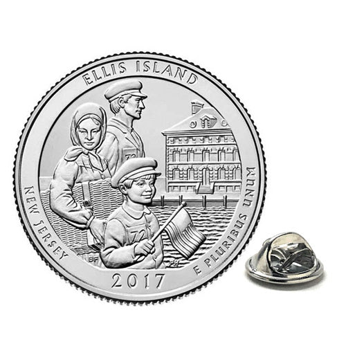Ellis Island Coin Lapel Pin Uncirculated U.S. Quarter 2017 Tie Pin Image 1