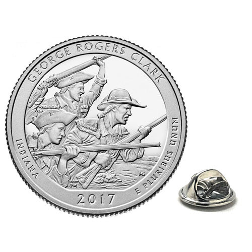 George Rogers Clark National Historical Park Coin Lapel Pin Uncirculated U.S. Quarter 2017 Tie Pin Image 1