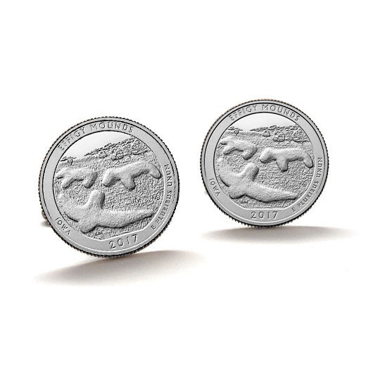 Effigy Mounds National Monument Cufflinks Uncirculated U.S. Quarter 2017 Cuff Links Image 1