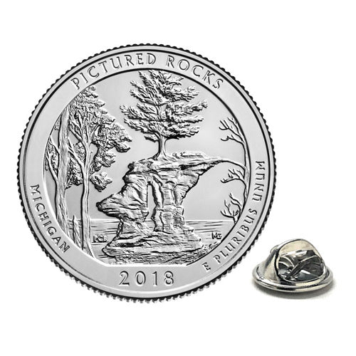 Pictured Rocks National Lakeshore Park Coin Lapel Pin Uncirculated U.S. Quarter 2018 Tie Pin Image 1