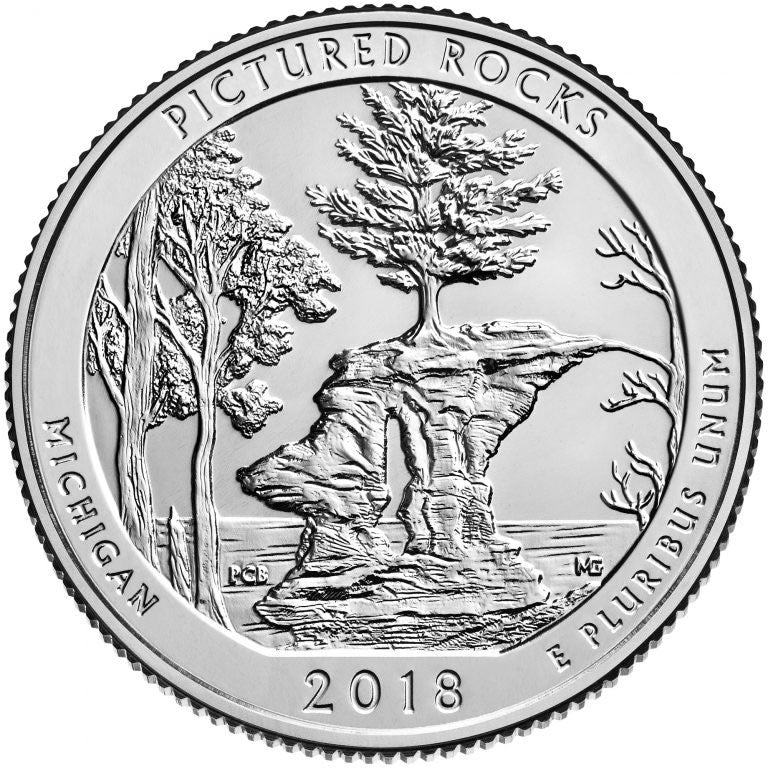 Pictured Rocks National Lakeshore Park Coin Lapel Pin Uncirculated U.S. Quarter 2018 Tie Pin Image 2