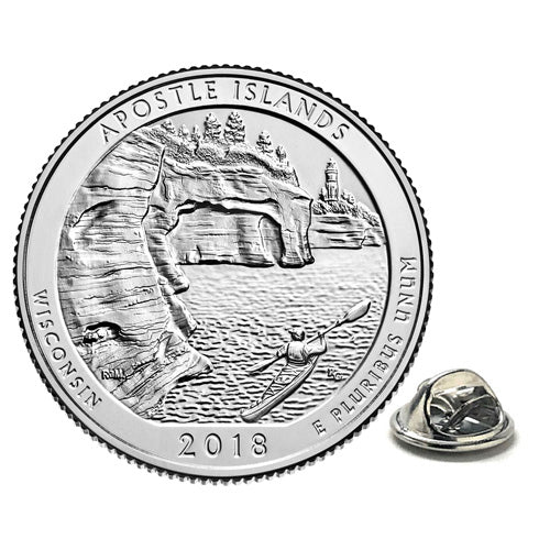 Apostle Islands National Lakeshore Park Lapel Pin Uncirculated U.S. Quarter 2018 Tie Pin Image 1