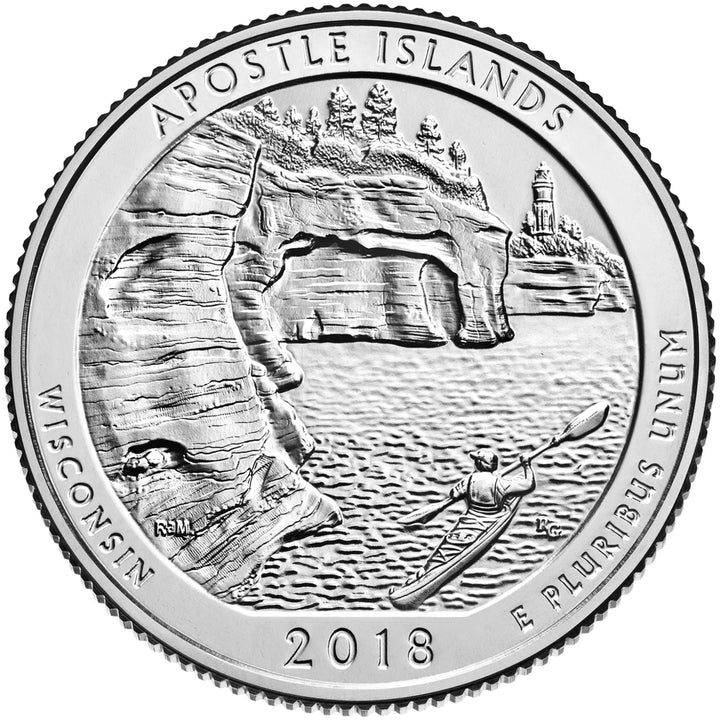 Apostle Islands National Lakeshore Park Lapel Pin Uncirculated U.S. Quarter 2018 Tie Pin Image 2