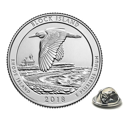 Block Island National Wildlife Refuge Coin Lapel Pin Uncirculated U.S. Quarter 2018 Tie Pin Image 1