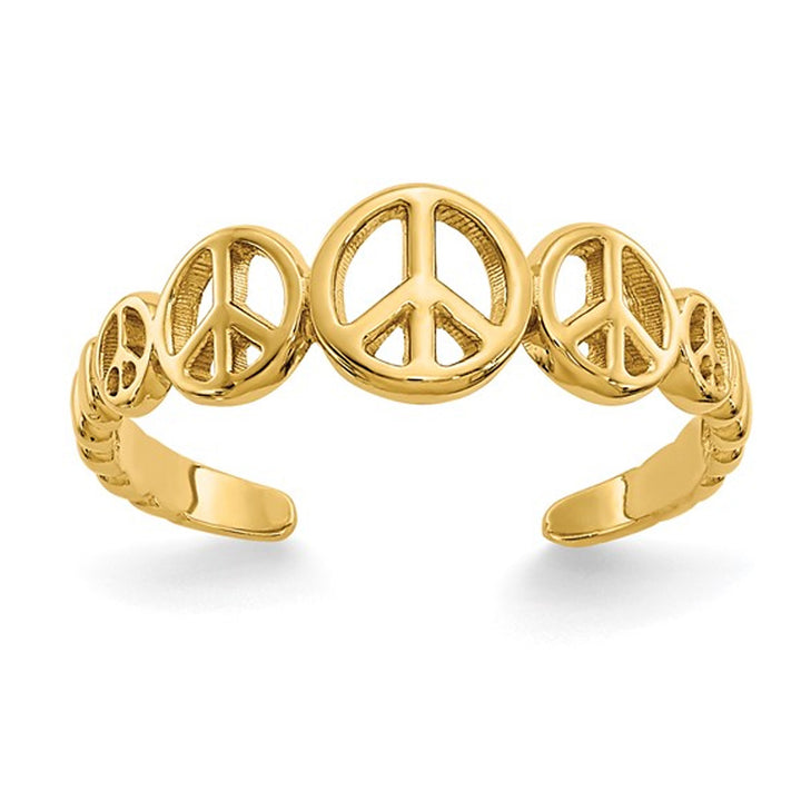 14K Yellow Gold Peace Sign Toe Ring Image 1