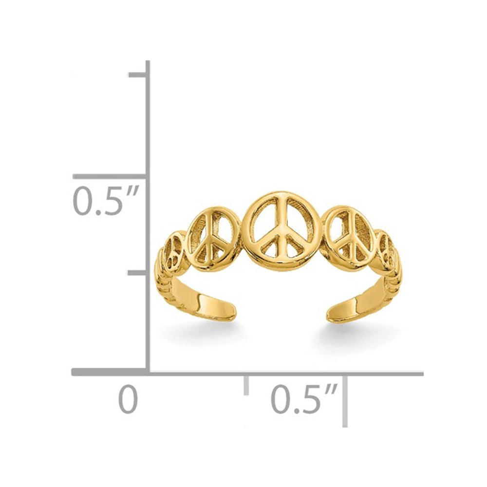 14K Yellow Gold Peace Sign Toe Ring Image 2