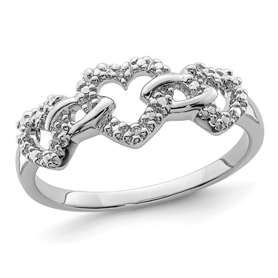 Sterling Silver Heart Promise Ring with Accent Diamonds Image 1