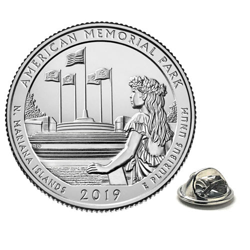 American Memorial Park Coin Lapel Pin Uncirculated U.S. Quarter 2019 Tie Pin Image 1