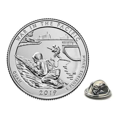 War in The Pacific National Historical Park Coin Lapel Pin Uncirculated U.S. Quarter 2019 Tie Pin Image 1