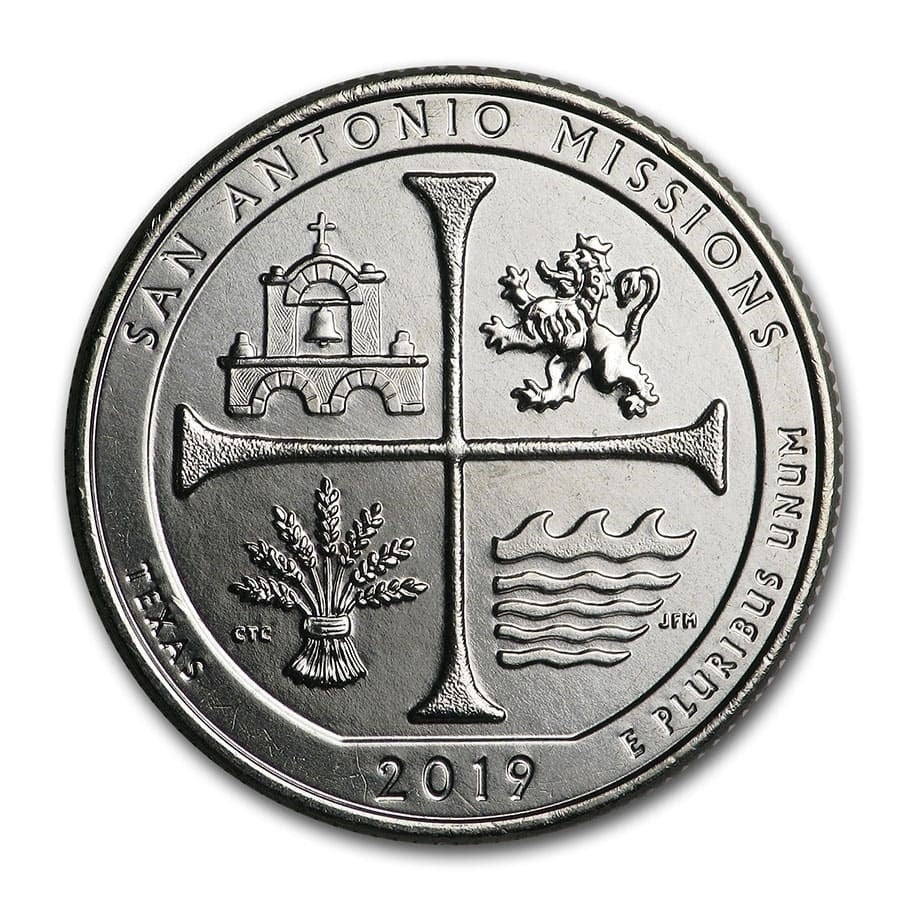 San Antonio Missions National Historical Park Coin Lapel Pin Uncirculated U.S. Quarter 2019 Tie Pin Image 2
