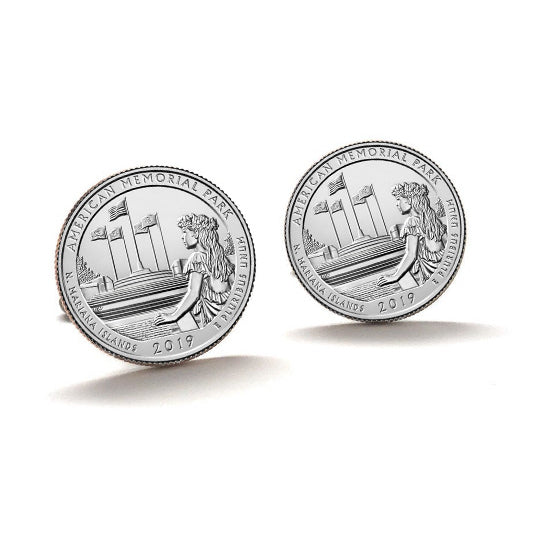 American Memorial Park Coin Cufflinks Uncirculated U.S. Quarter 2019 Cuff Links Image 1