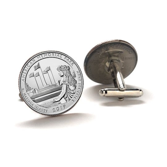 American Memorial Park Coin Cufflinks Uncirculated U.S. Quarter 2019 Cuff Links Image 2