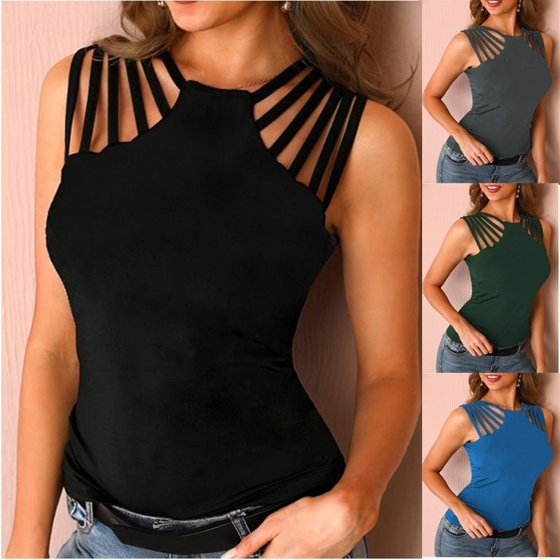 Strappy Sleeveless Summer Top Shirt Image 1