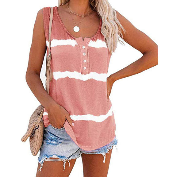 Kiss The Sun Striped Summer Sleeveless Top Shirt Image 2