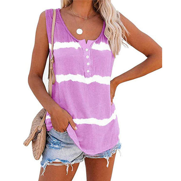 Kiss The Sun Striped Summer Sleeveless Top Shirt Image 7