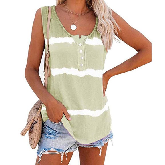 Kiss The Sun Striped Summer Sleeveless Top Shirt Image 1