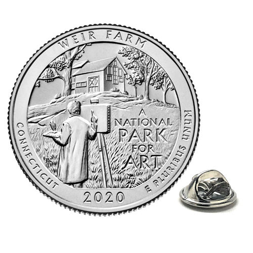 Weir Farm National Historic Site Coin Lapel Pin Uncirculated U.S. Quarter 2020 Tie Pin Image 1