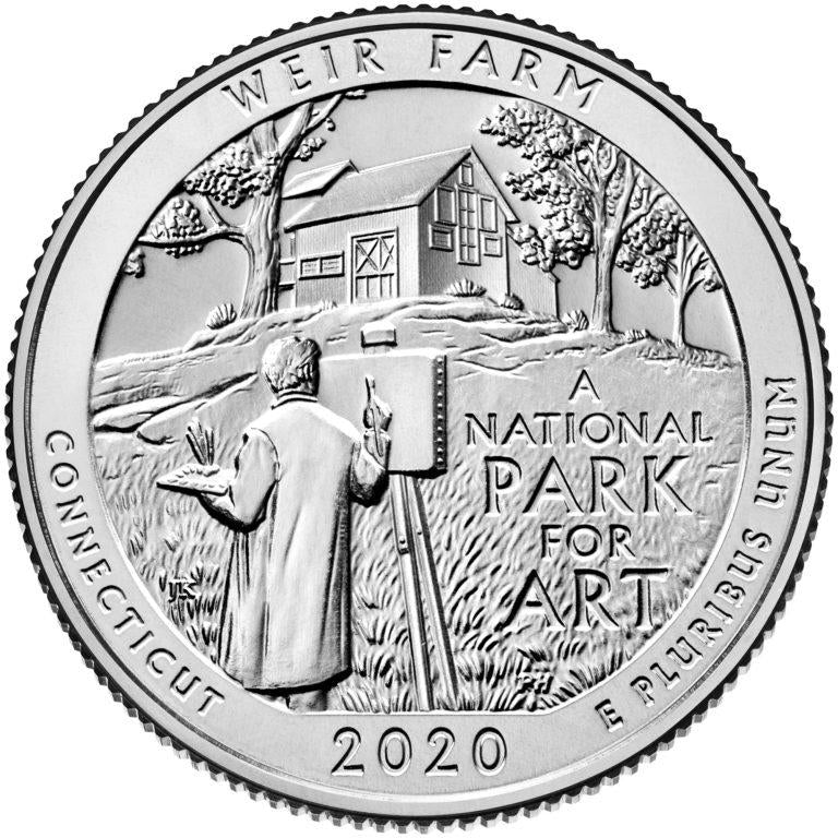 Weir Farm National Historic Site Coin Lapel Pin Uncirculated U.S. Quarter 2020 Tie Pin Image 2