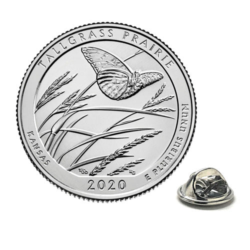 Tallgrass Prairie National Preserve Coin Lapel Pin Uncirculated U.S. Quarter 2020 Tie Pin Image 1