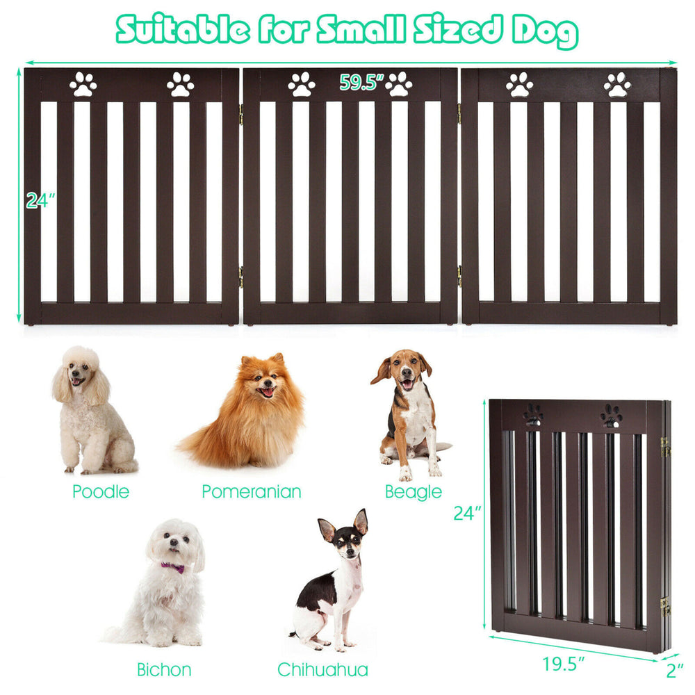 24 Folding Wooden Freestanding Pet Gate Dog Gate W/360 Flexible Hinge Image 2