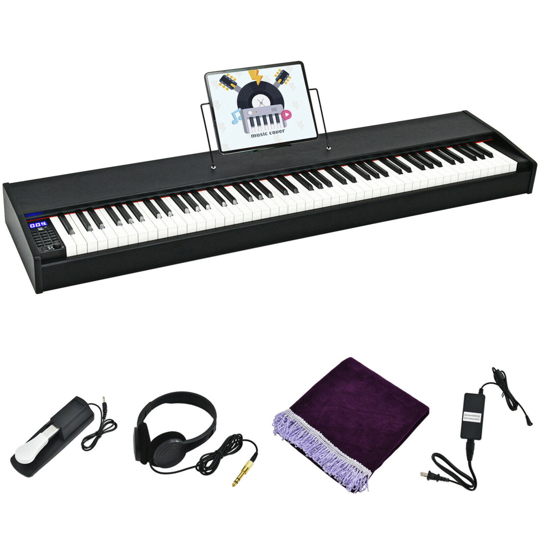 88-Key Full Size Digital Piano Weighted Keyboard w/ Sustain Pedal Black/White Image 1