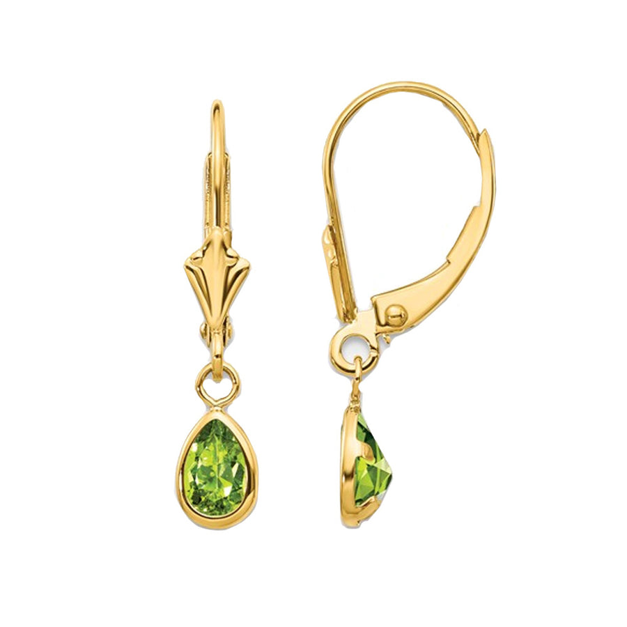 4/5 Carat (ctw) Peridot Dangle Drop Earrings in 14K Yellow Gold Image 1