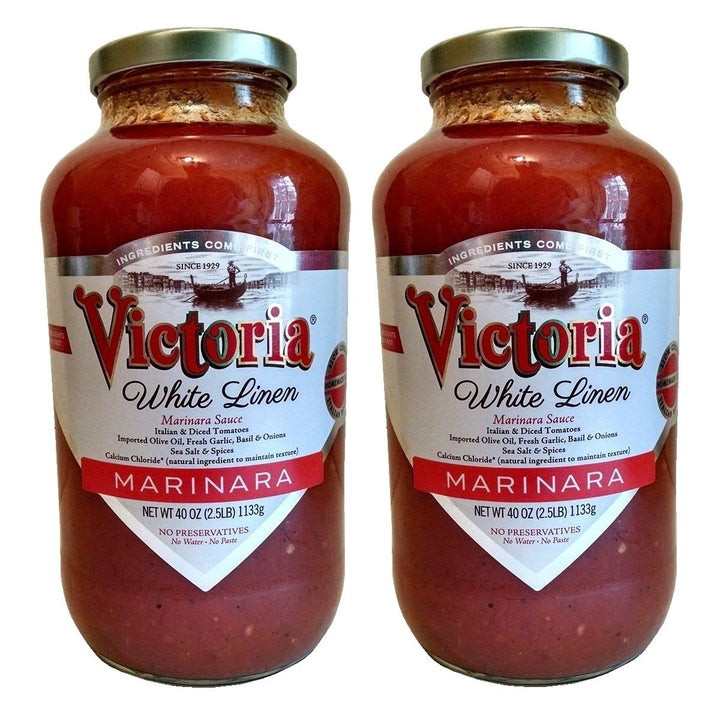 Victoria White Linen Marinara Sauce 40 Ounce (Pack of 2) Image 1