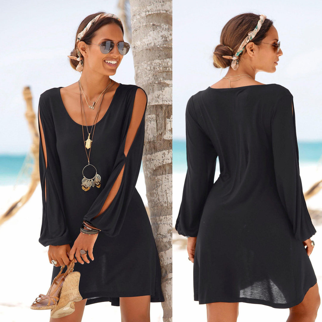 Crew Neck Black Women Summer Dresses Image 1