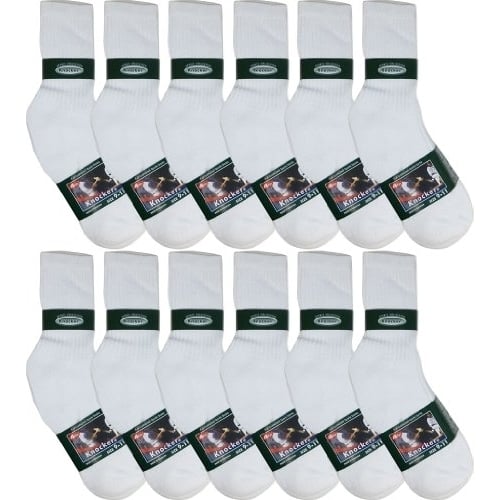 Knocker Mens Sports Crew Socks 12 Pairs White Comfortable Athletic Footwear Image 2