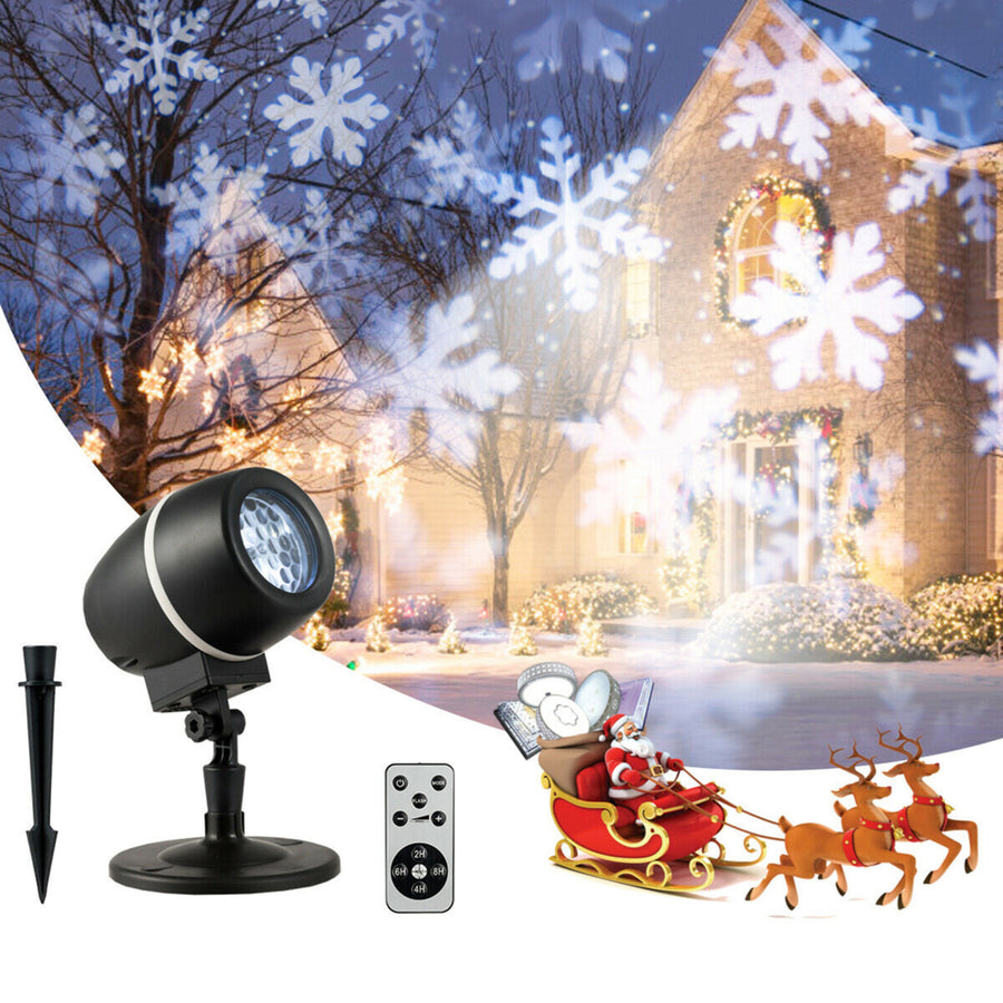 Christmas Snowflake LED Projector Lights Outdoor Waterproof w/ Remote Control Image 1