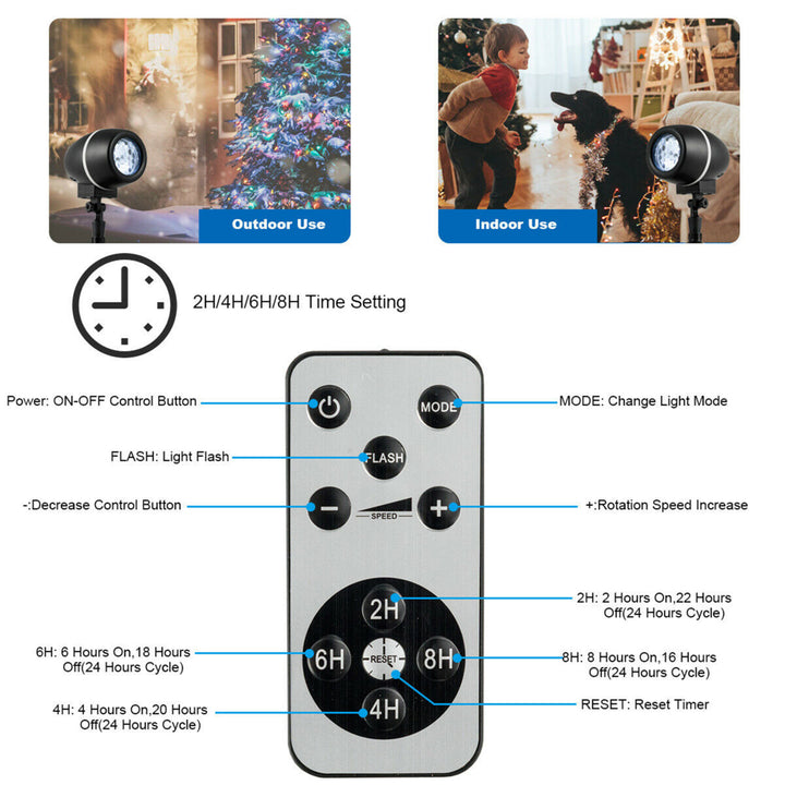 Christmas Snowflake LED Projector Lights Outdoor Waterproof w/ Remote Control Image 9