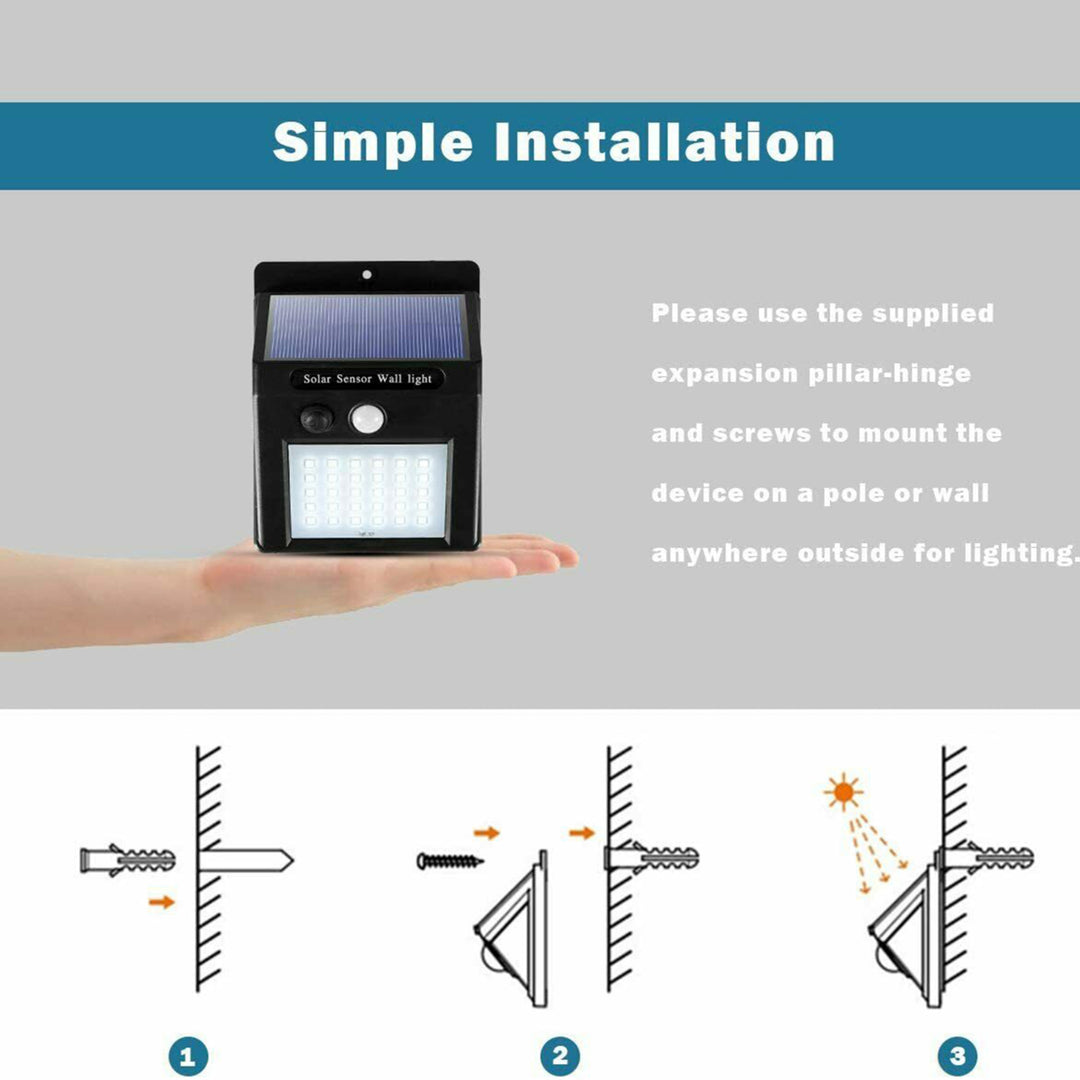 4-Pack 30 LED Outdoor Motion Sensor Solar Lights Wireless IP45 Waterproof Image 2