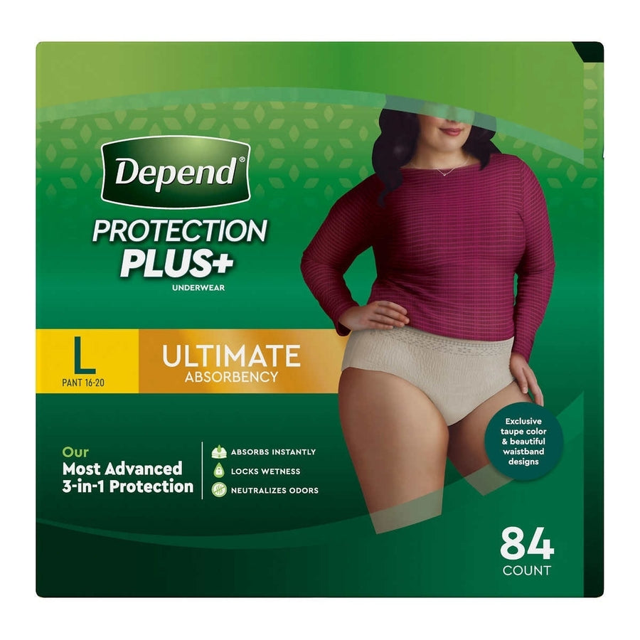 Depend Protection Plus Ultimate Underwear for WomenLarge (84 Count) Image 1