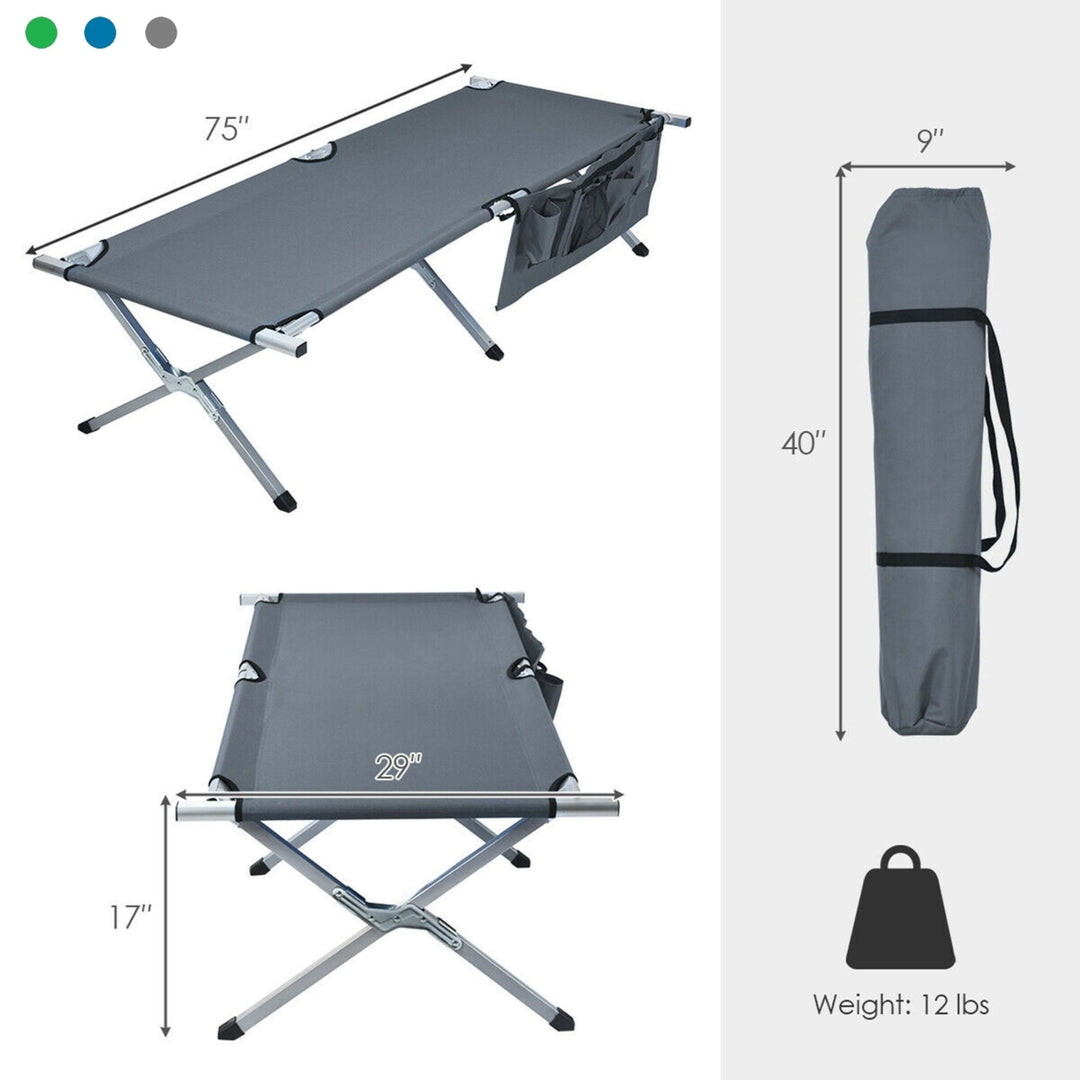 Folding Camping Cot Heavy-duty Camp Bed W/Carry Bag for Traveling Vocation Beach Image 3